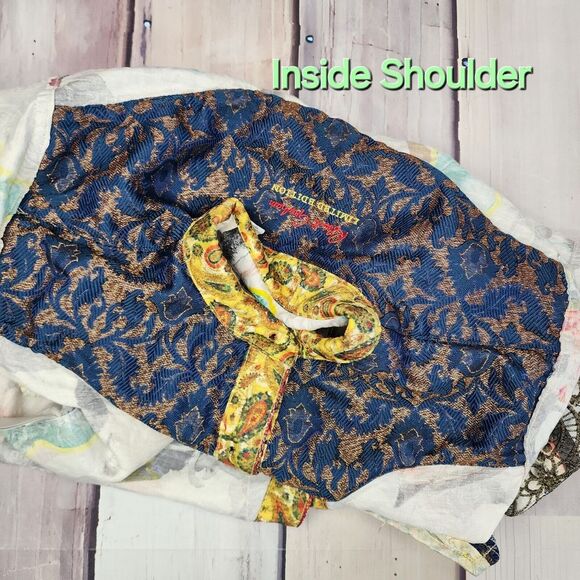 Robert Graham Limited Womens XL Sculpture Shirt Linen Blend Gold Emb Abstract‎ - Picture 4 of 14